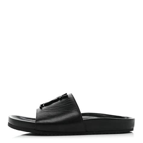 SAINT LAURENT Calfskin Monogram Jimmy Joan Slide Sandals 